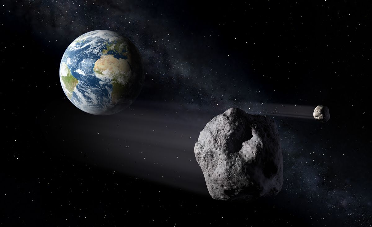  A car-sized asteroid will pass between the Earth and the moon tonight.
 