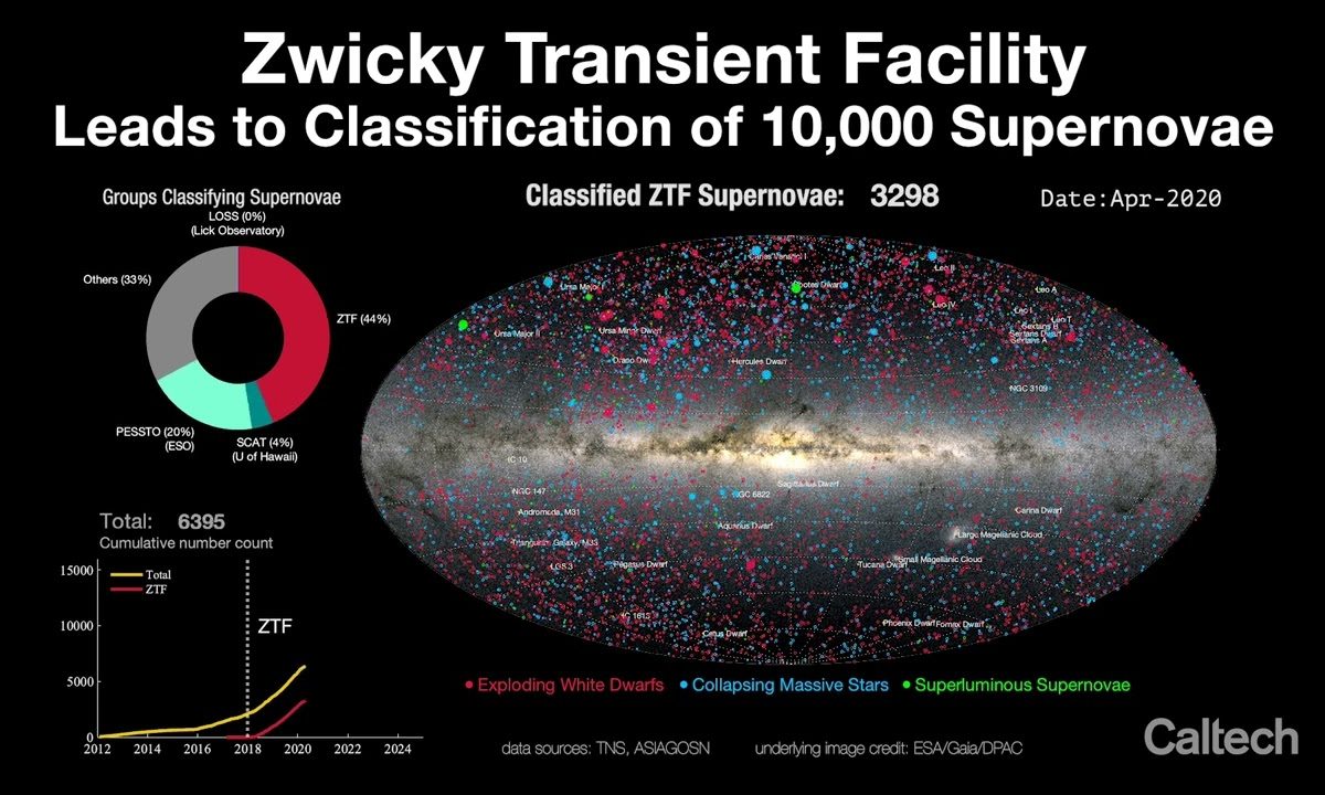 Over 10,000 supernovae have been recorded in a survey of stars.
 