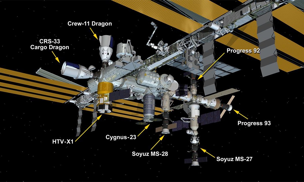 For the first time in history, 8 spacecraft are attached to the International Space Station.
 